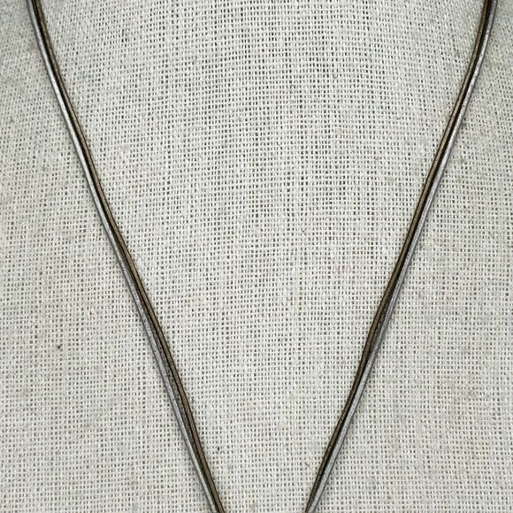 Chico's Double Strand Cord Square Striped Silver Tone Pendant ✨ - Picture 11 of 15